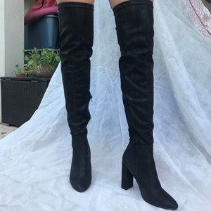 Shoe Dazzle Black Over the Knee Boots